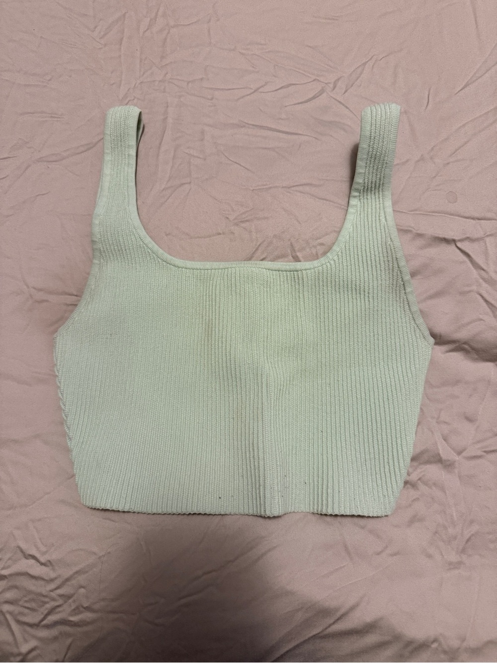 Aritzia Ribbed Square-Neck Crop Tank - Light green